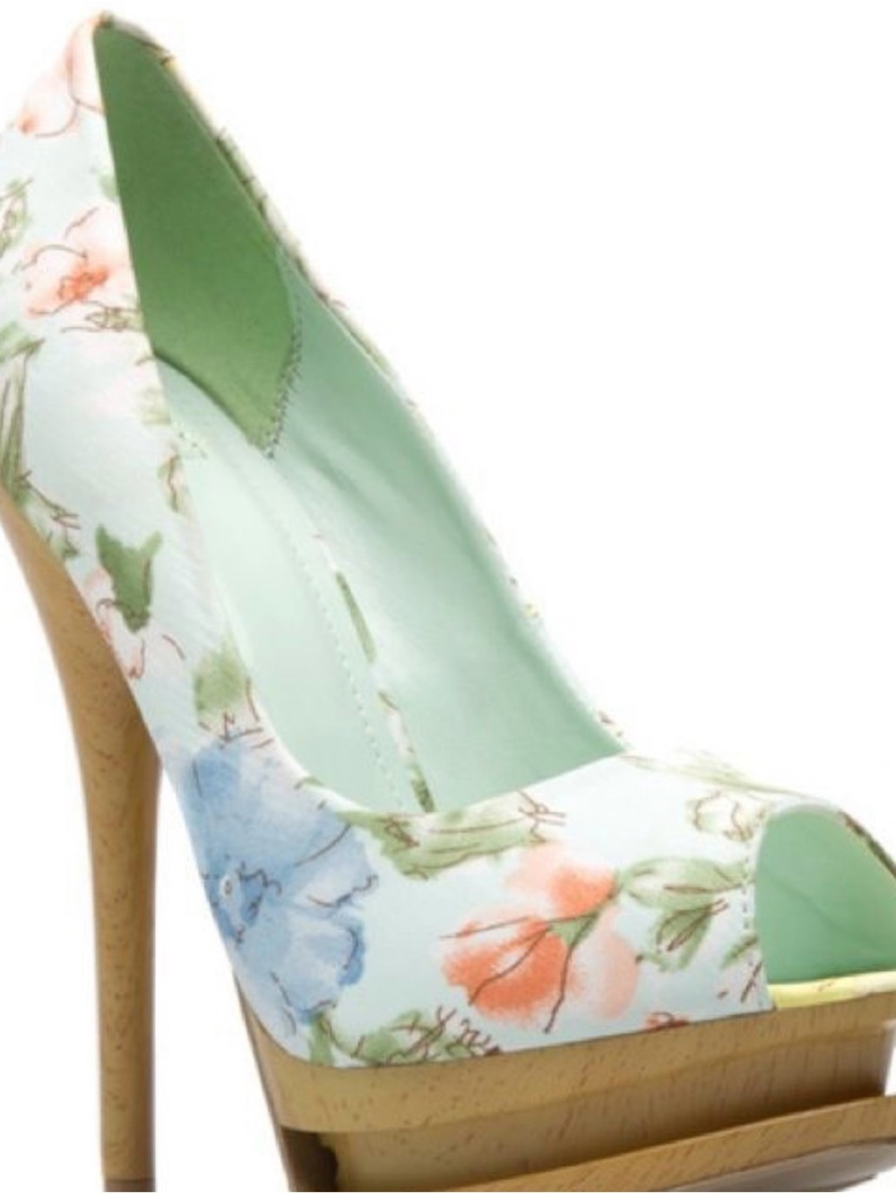 Shoe Dazzle Ayanna Floral Peep-Toe Platform Pump in Mint and Pastel Floral